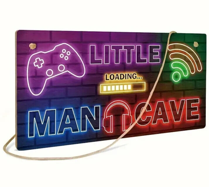 Gamer Boys Bedroom Sign Little Man Cave Hanging Gaming Wall Decor WOOD XBOX PS5