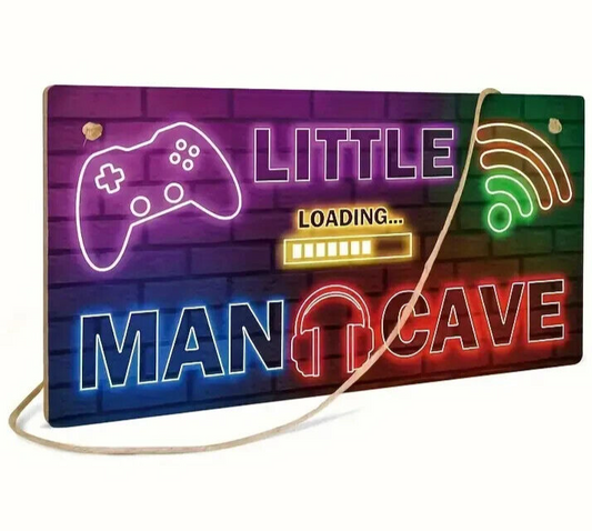 Gamer Boys Bedroom Sign Little Man Cave Hanging Gaming Wall Decor WOOD XBOX PS5