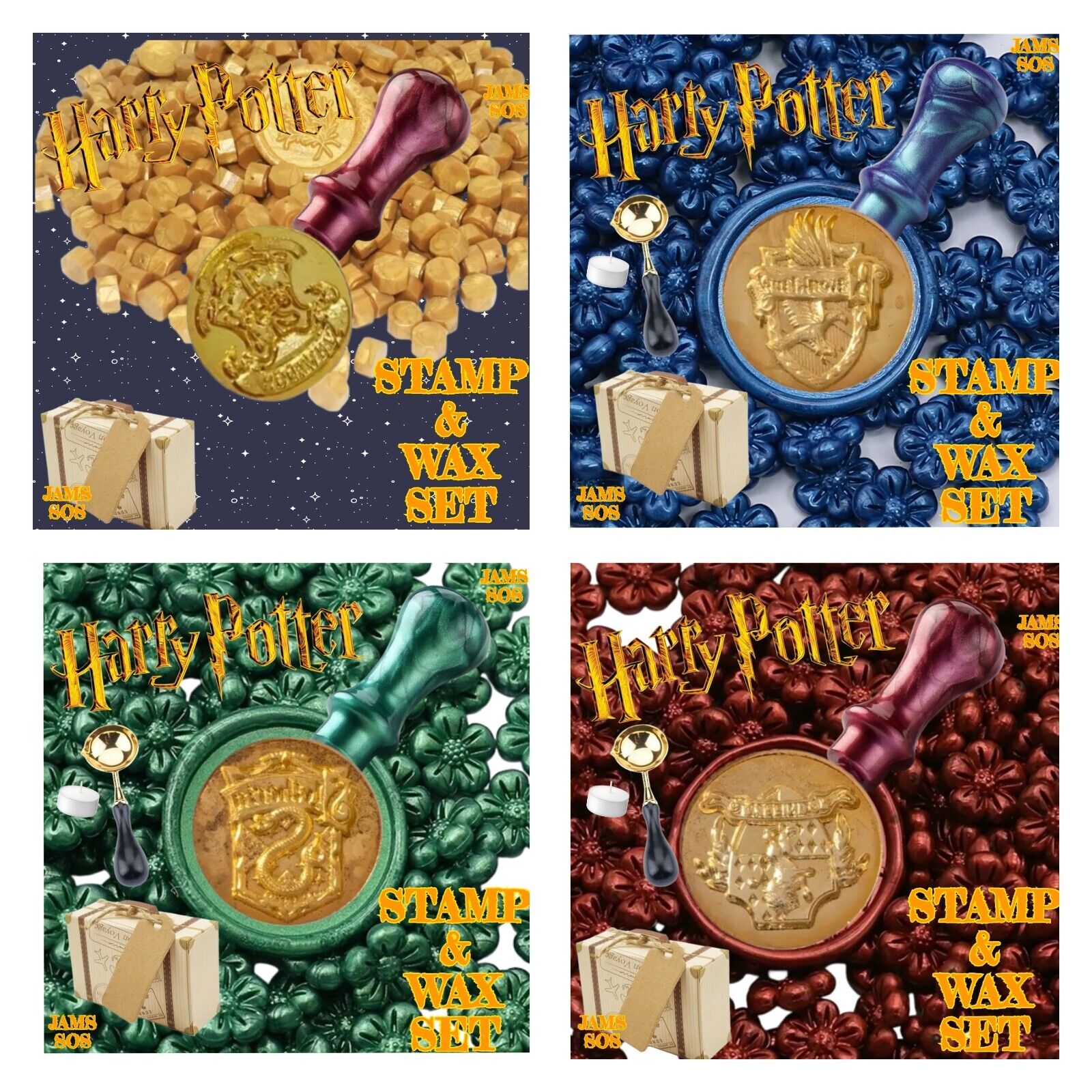 HARRY POTTER WAX WRITING SEAL MELT SET HOGWARTS LETTER GRYFFINDOR RAVENCLAW