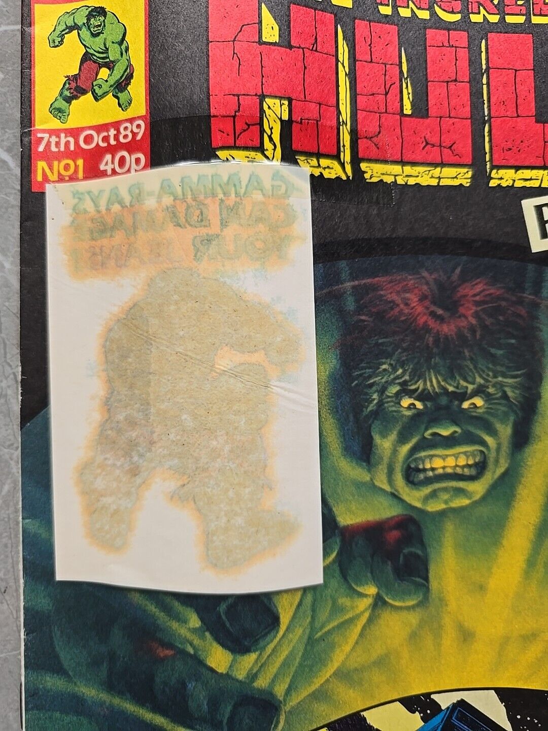 Marvel UK The Incredible Hulk Presents #1 RARE (1989) NM WITH ORIGINAL TATTOO