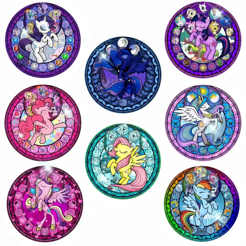 8X Little Pony BRIGHT Magic COASTER SET Rainbow Dash Pinkie Pie MY MLP BLUE