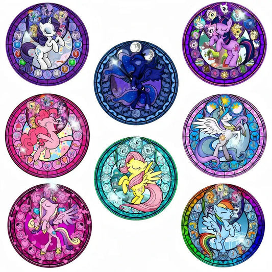 8X Little Pony BRIGHT Magic COASTER SET Rainbow Dash Pinkie Pie MY MLP BLUE