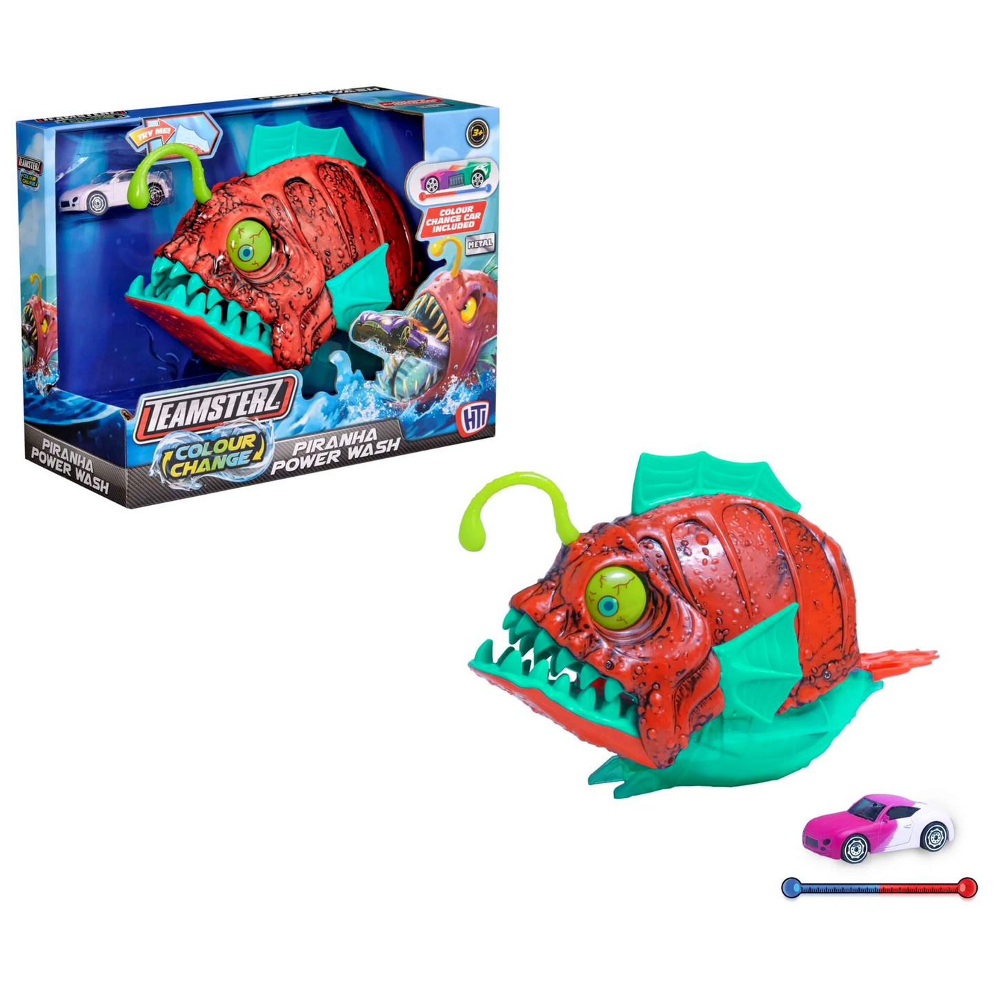 Teamsterz Piranha Power Wash & 1 Colour Changing Car Bathtime play sea animal