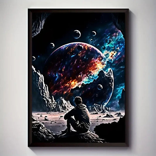 SPACE EARTH BOY UNIVERSE Modern Wall Print Canvas Picture Poster COMET PLANET