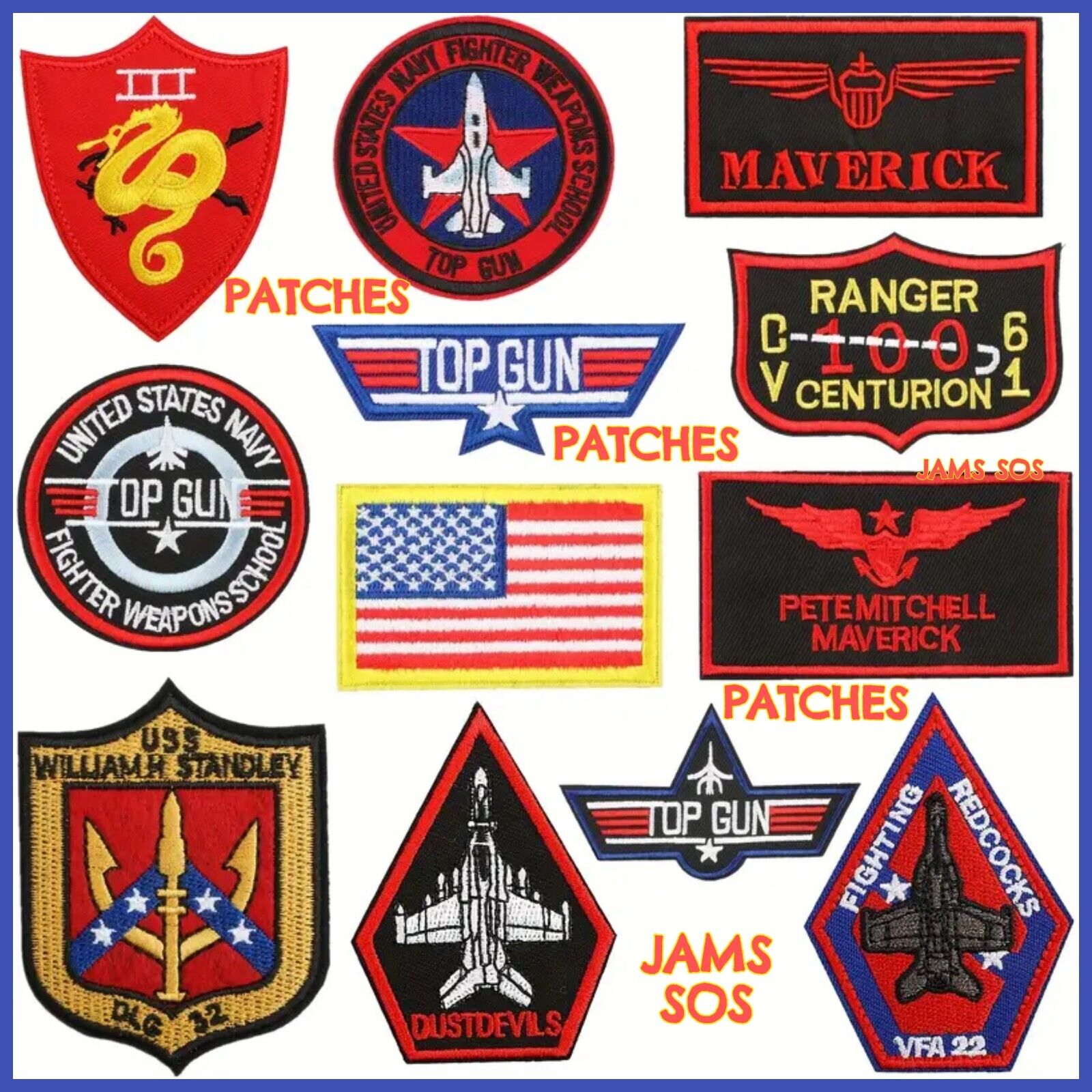 TOPGUN MAVERICK MOVIE PATCHES Military Army RAF Patch Badges Iron SEW AIRFORCE