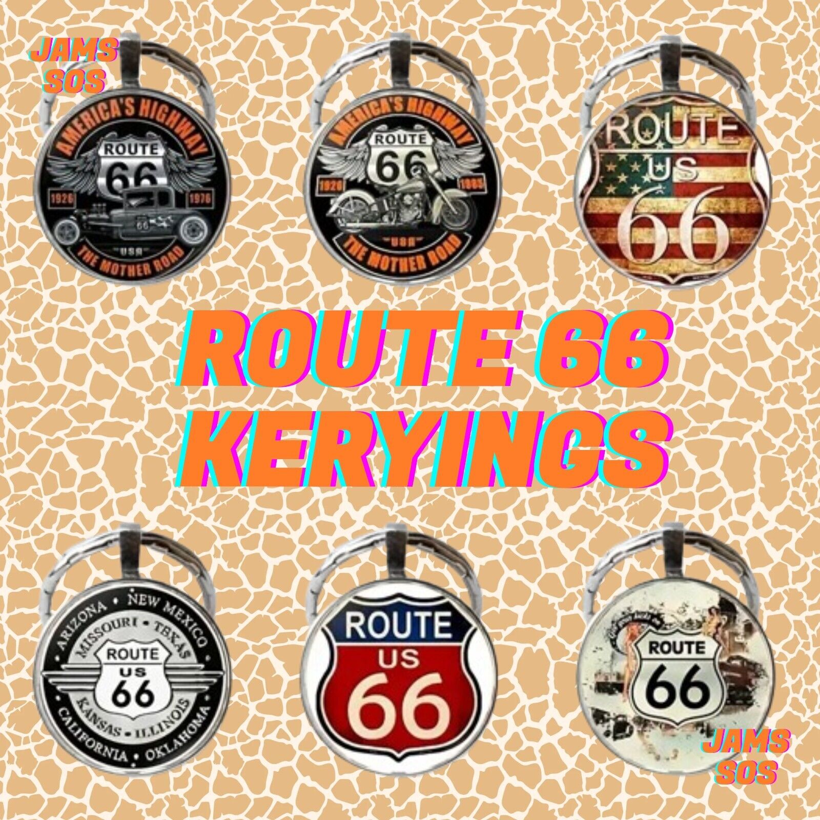 Route 66 Keyring KAYCHAIN AMERICAS HIGHWAY FLAG ARIZONA 1926 1983 MOTHER ROAD