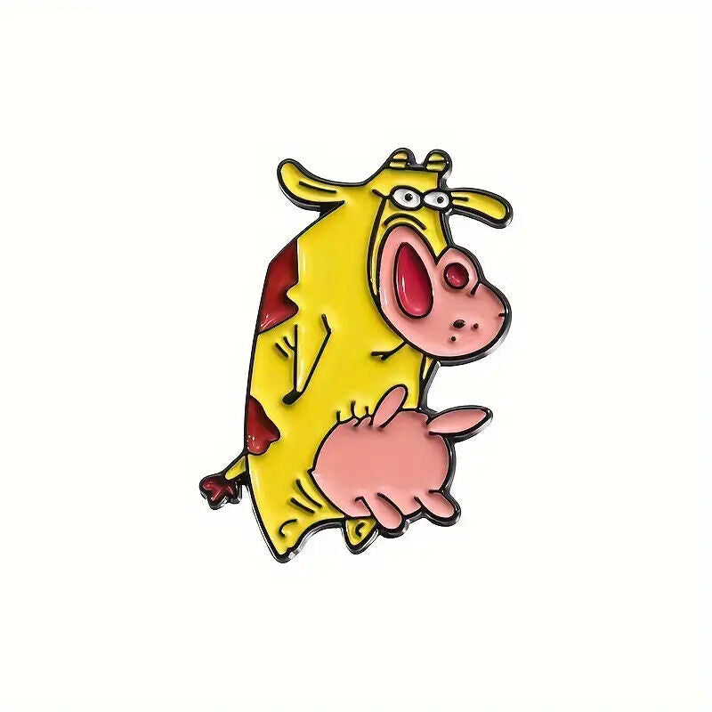 COW & CHICKEN Metal Enamel Pin Badge Adult Teen TV CARTOON NICKELODEON
