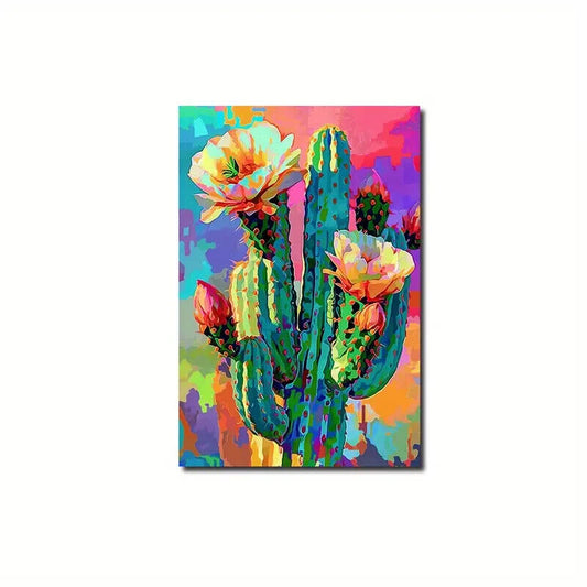 Abstract Canvas Print Wall Art Photo Picture Pink Green Cactus Neon FLOWER