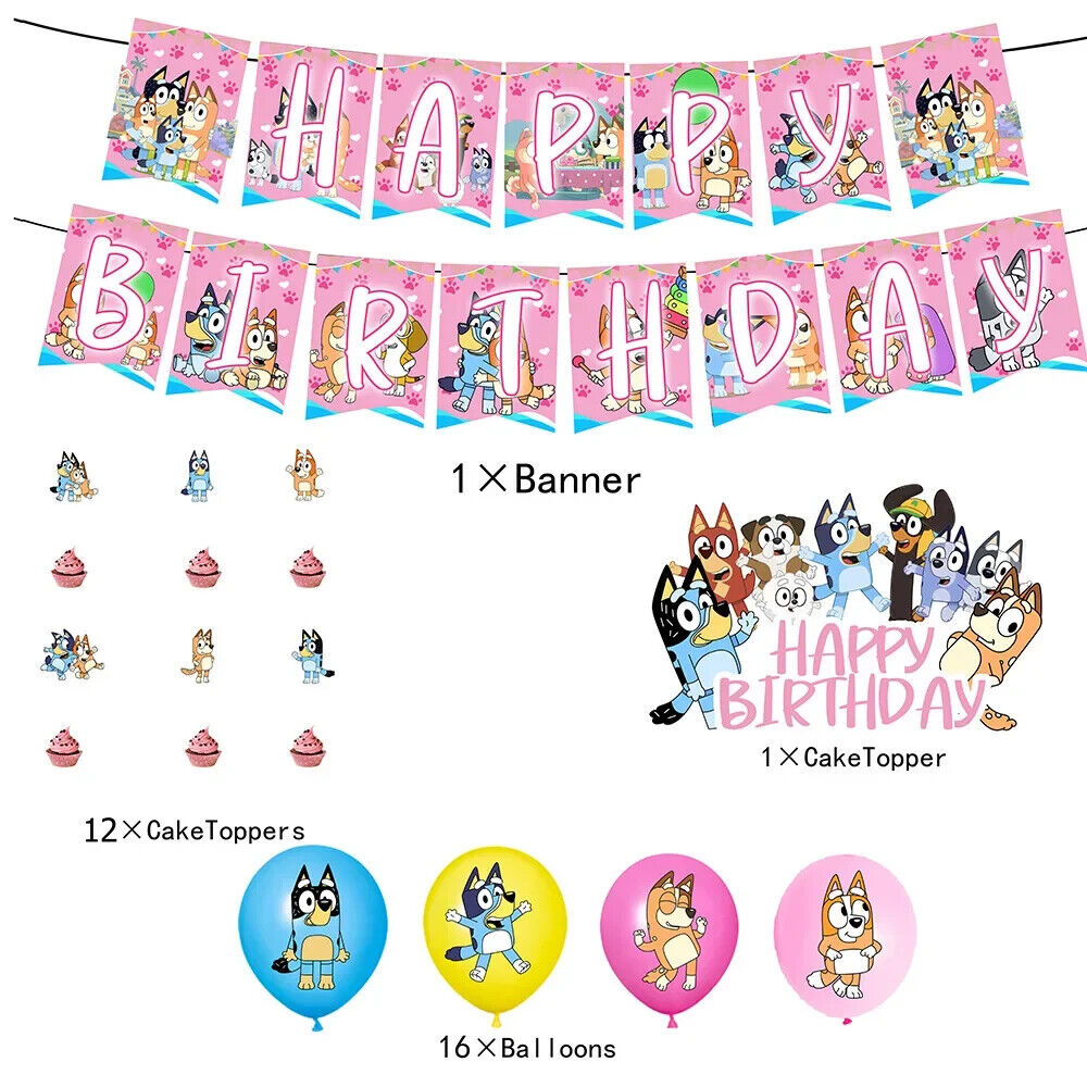 Bluey Balloon Party Birthday Decorations Boys Girls Balloons Bingo Coco Cbeebies