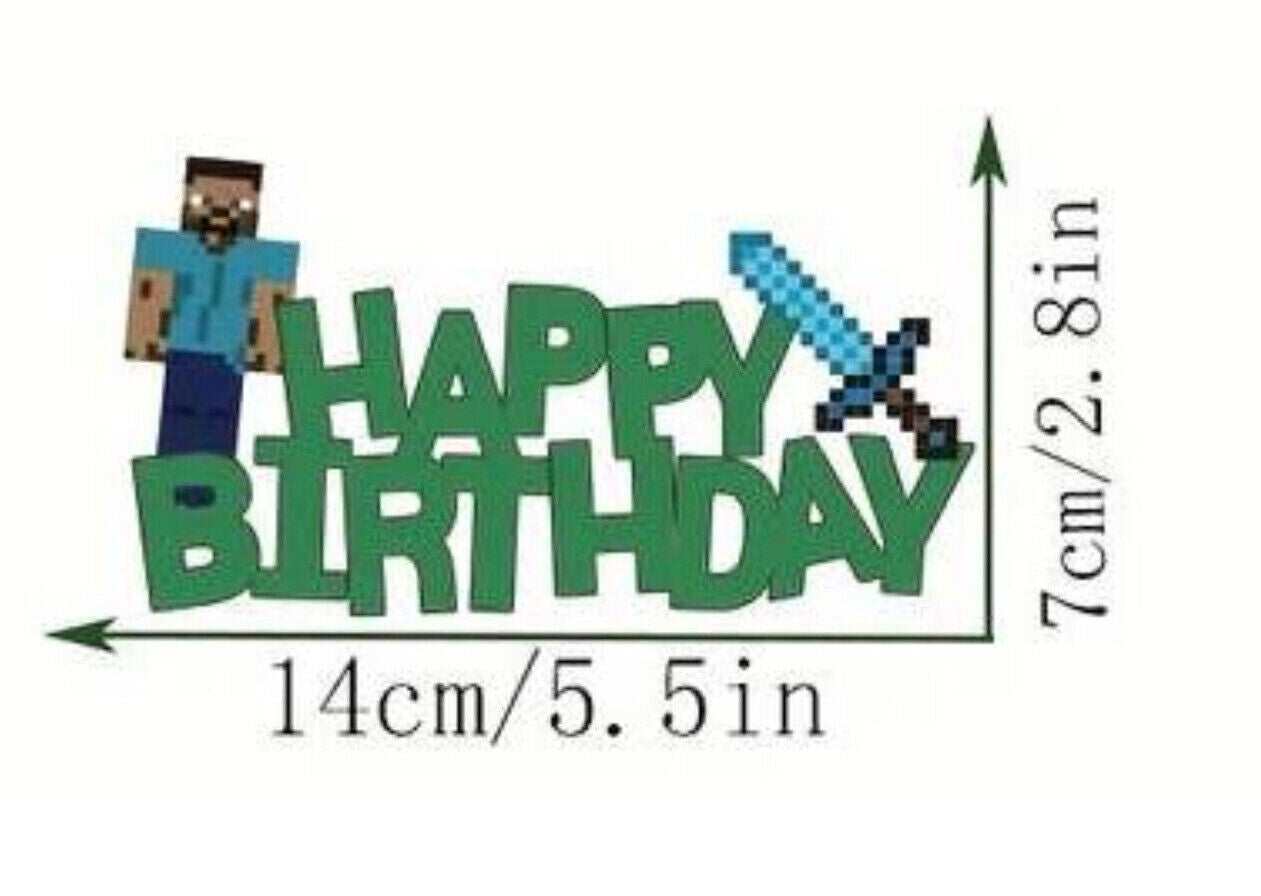 MINECRAFT GAMING PARTY SUPPLIES BALLOONS TOPPER VIDEO GAME BIRTHDAY DECORATIONS2