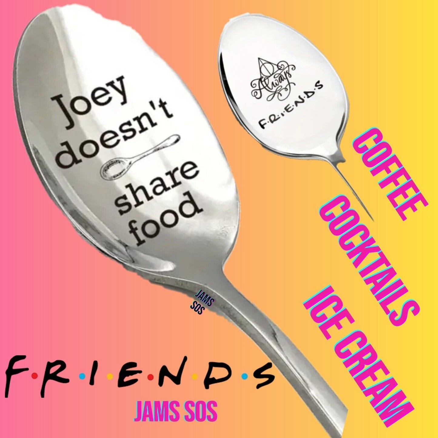 FRIENDS JOEY DONT SHARE FOOD Spoon ICE CREAM COFFEE SUNDAE SILVER DESERT GIFT