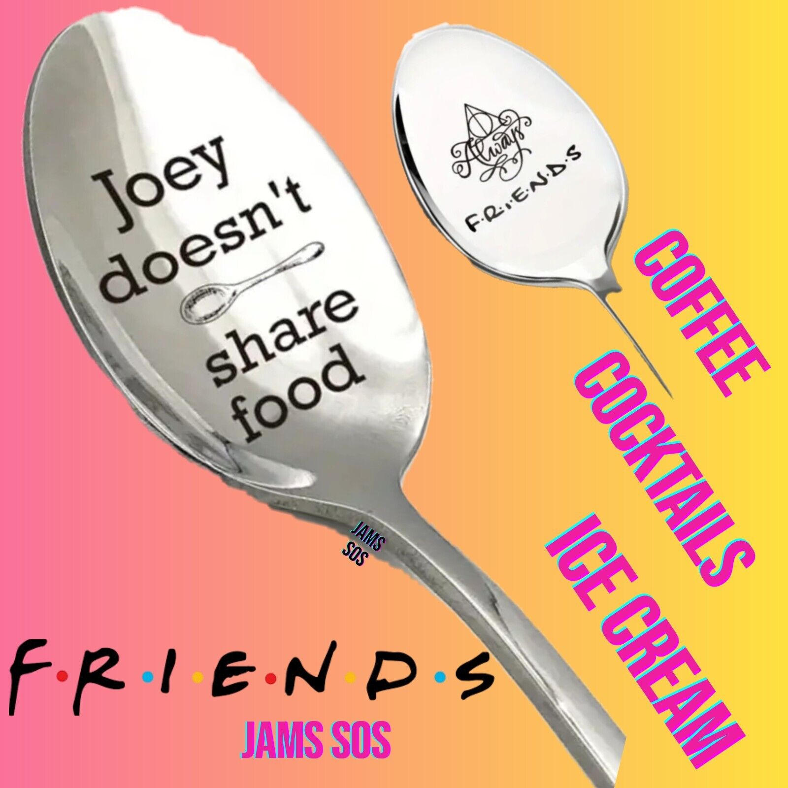FRIENDS JOEY DONT SHARE FOOD Spoon ICE CREAM COFFEE SUNDAE SILVER DESERT GIFT