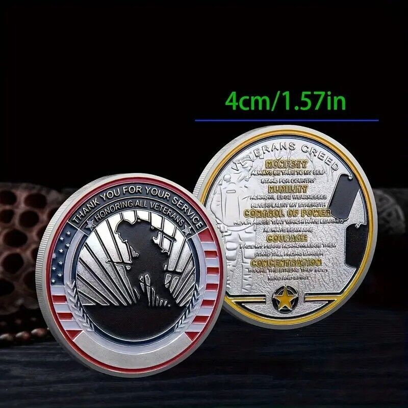 VETERAN Commemorative Coins Veteran Tribute Military Challenge Coin