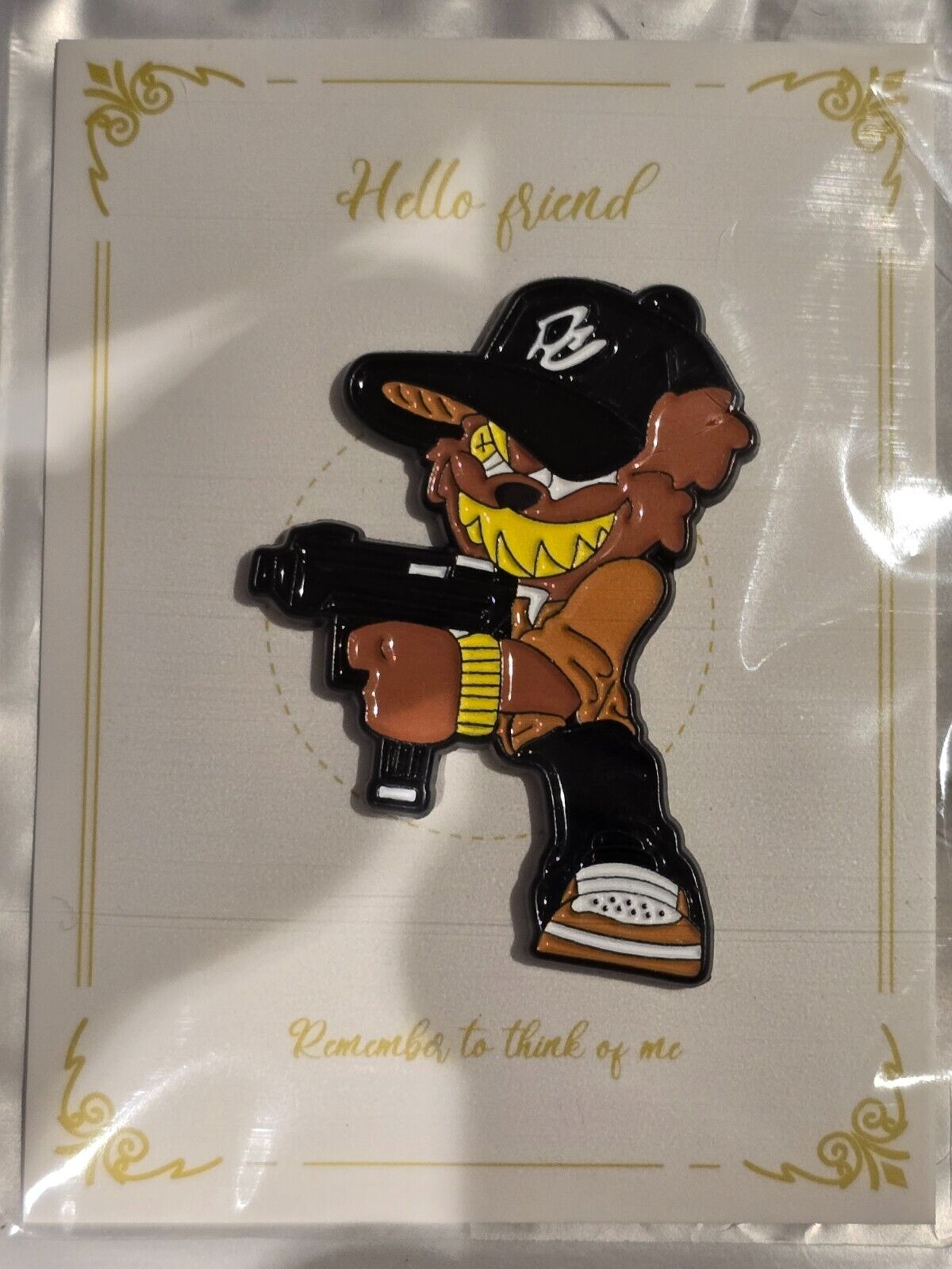 BILLY & MANDY BASEBALL Metal Enamel Pin Badge Retro BROOCH CARTOON GIFT ON CARD