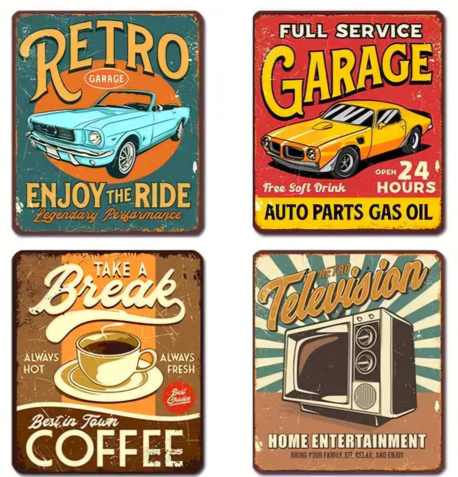 Retro Vintage New Fridge MAGNET TV COFFEE GARAGE CAR RIDE ADVERT