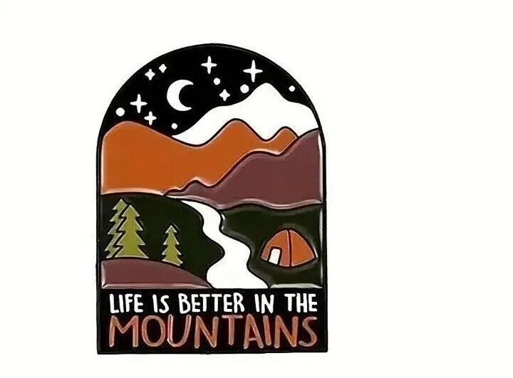 MOUNTAIN HIKE CAMPING TRIP Metal Enamel Pin Badge SUMMER DRIVE EARTH WILD TENT