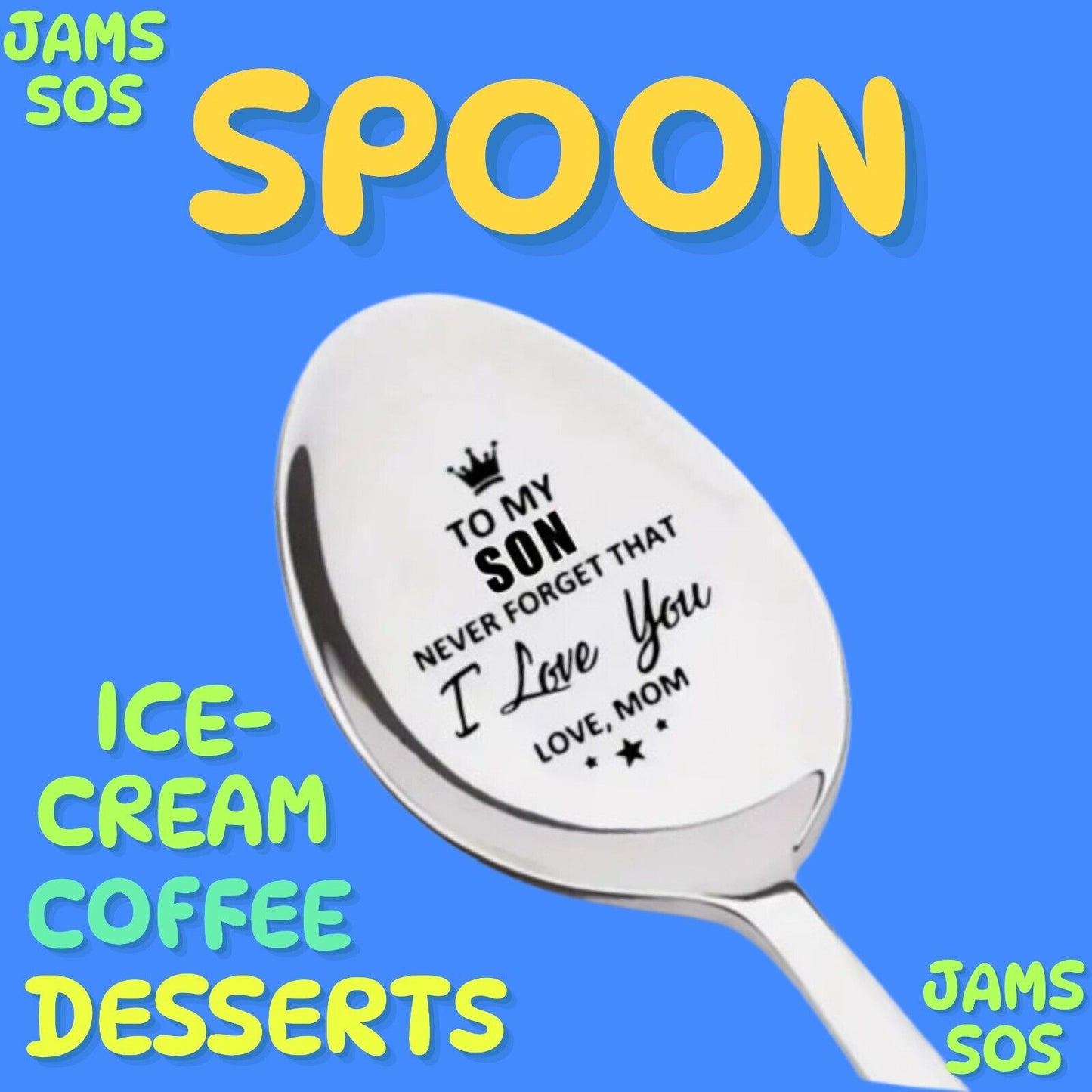 SON NOVELTY Spoon COFFEE SUNDAE COCKTAIL SILVER SPECIAL LOVE MUM