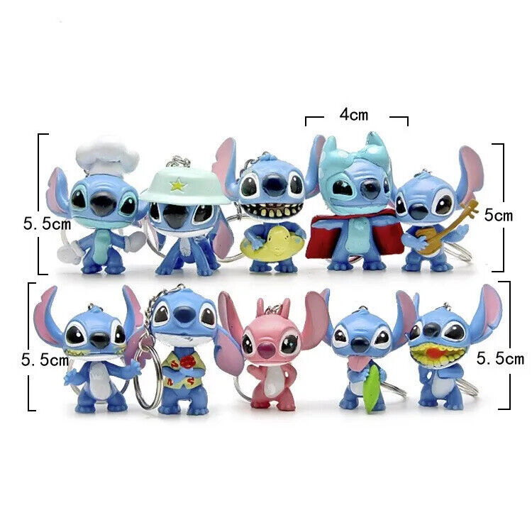 Lilo & Stitch 3D FIGURE Keyring Disney Stitch Keychain ANGEL Family Key ring