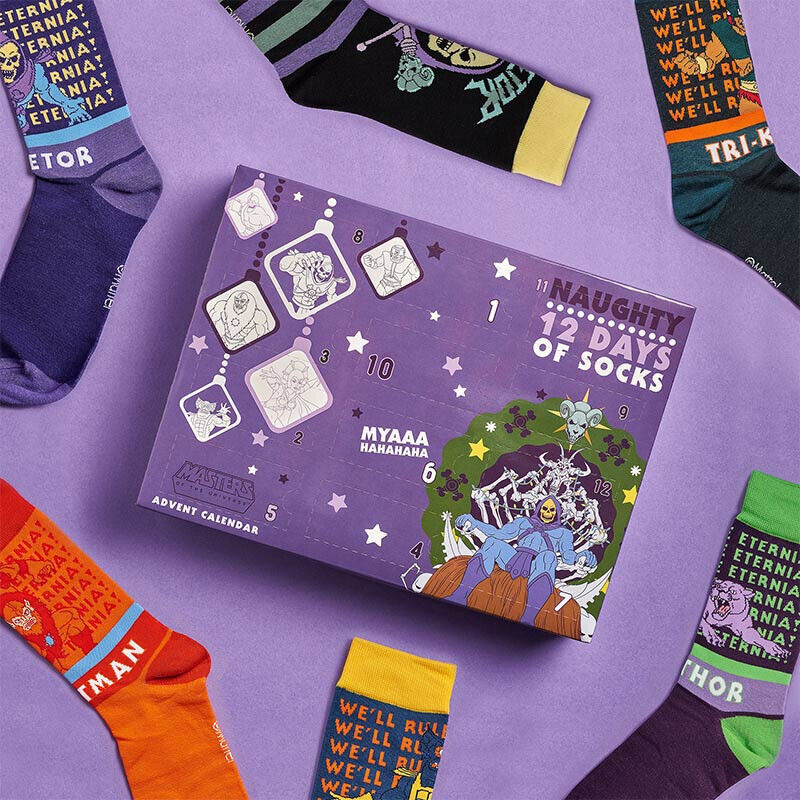 HE-MAN THE MASTERS OF THE UNIVERSE NAUGHTY 12 DAYS OF SOCKS ADVENT CALENDAR