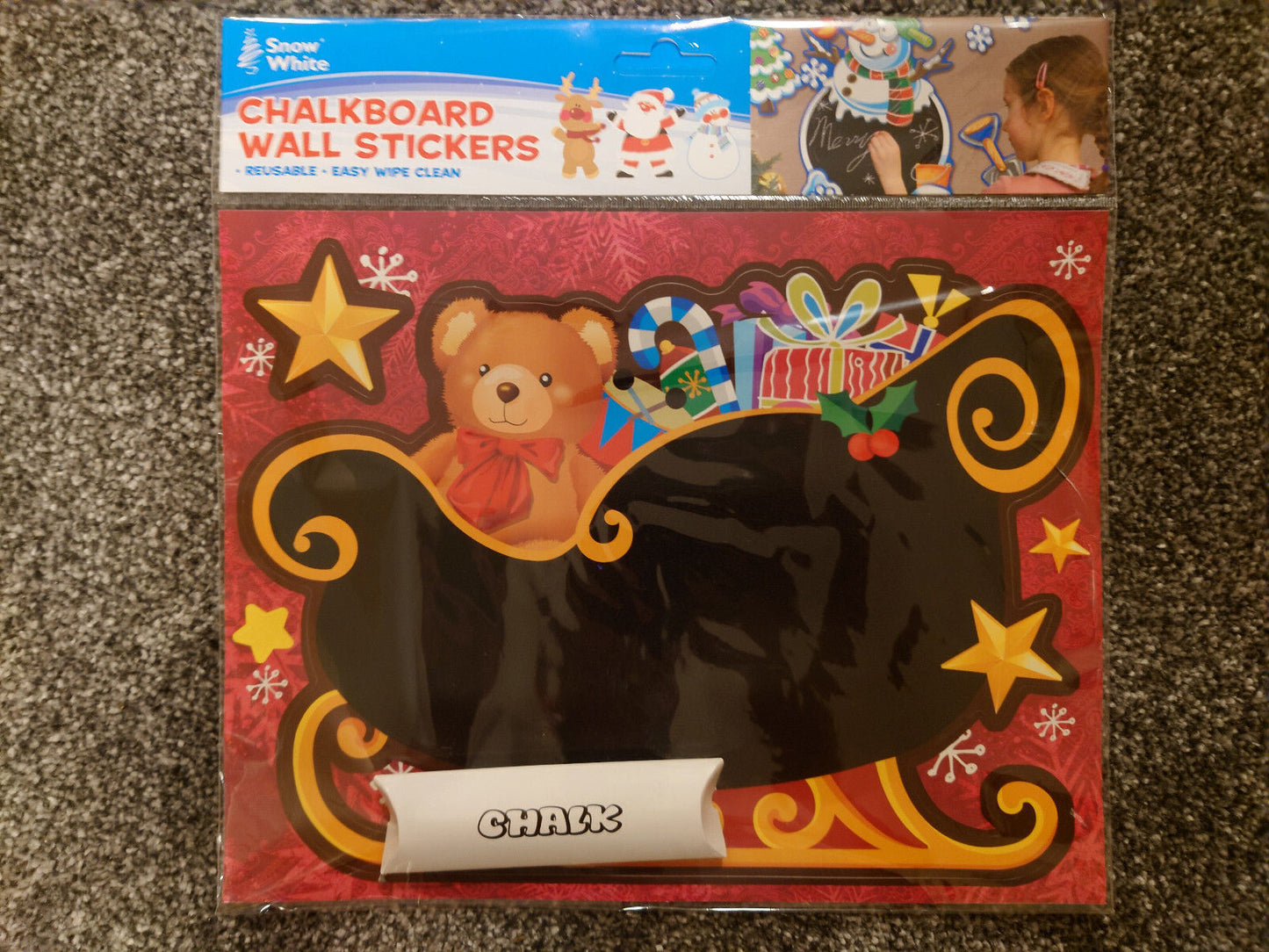 CHRISTMAS STICKER CHALK BOARD WALL REUSABLE WIPE CLEAN XMAS DECORATION