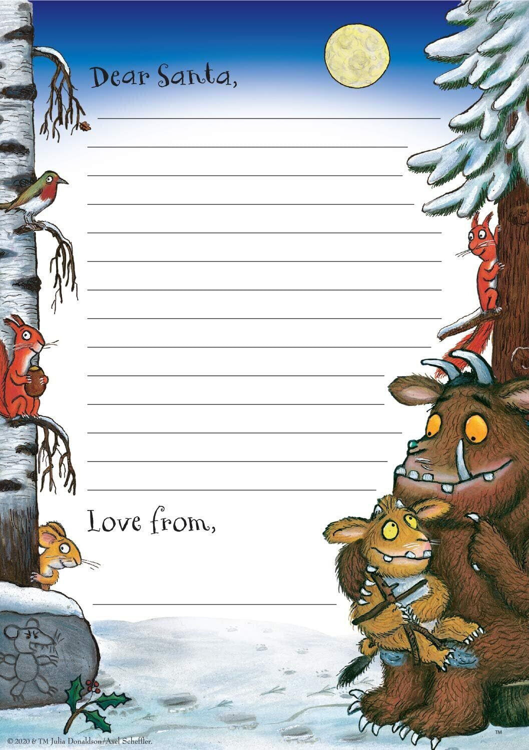 The Gruffalo's Child Christmas Letter to Santa and Gift Labels Xmas