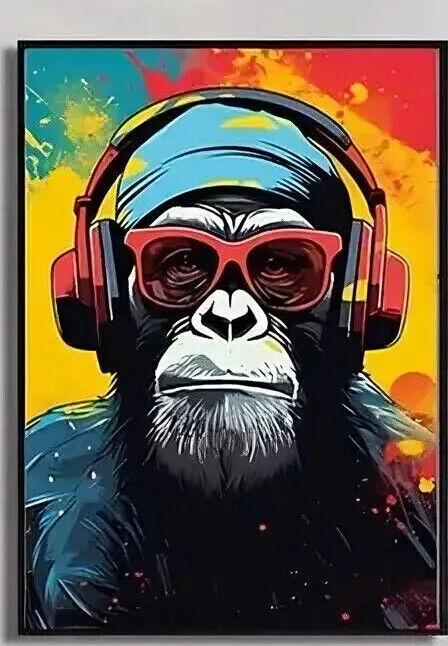 X LARGE ANIMAL Canvas Wall Art Movie Poster Print WOLF MONKEY LION BANKSY MULTI