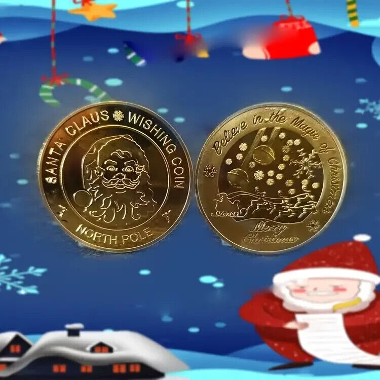 SANTA CLAUS WISHING COIN SILVER GOLD Coins BELIEVE IN THE MAGIC OF CHRISTMAS