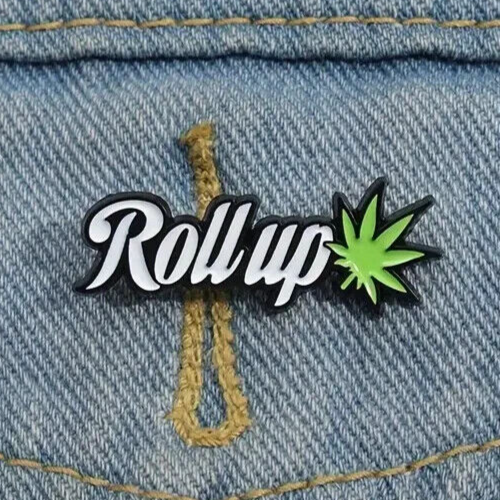 Roll Up Spliff Pin Badge Cannabis Weed Hemp Marijuana Leaf Brooch Hash THC