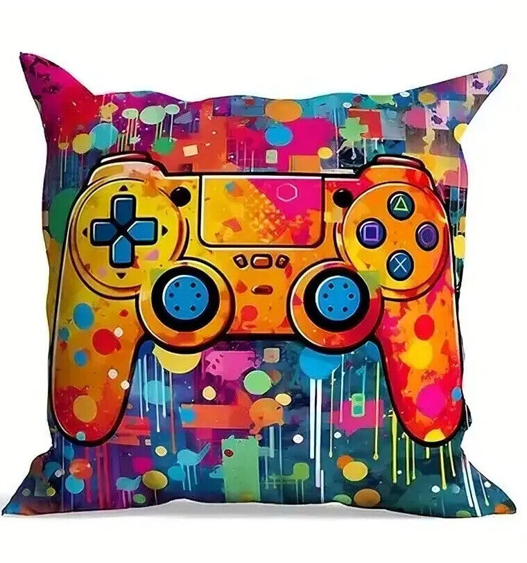 Gamer Game ROOM Controller Linen Square Throw Pillow Video Games Case PS5 XBOX