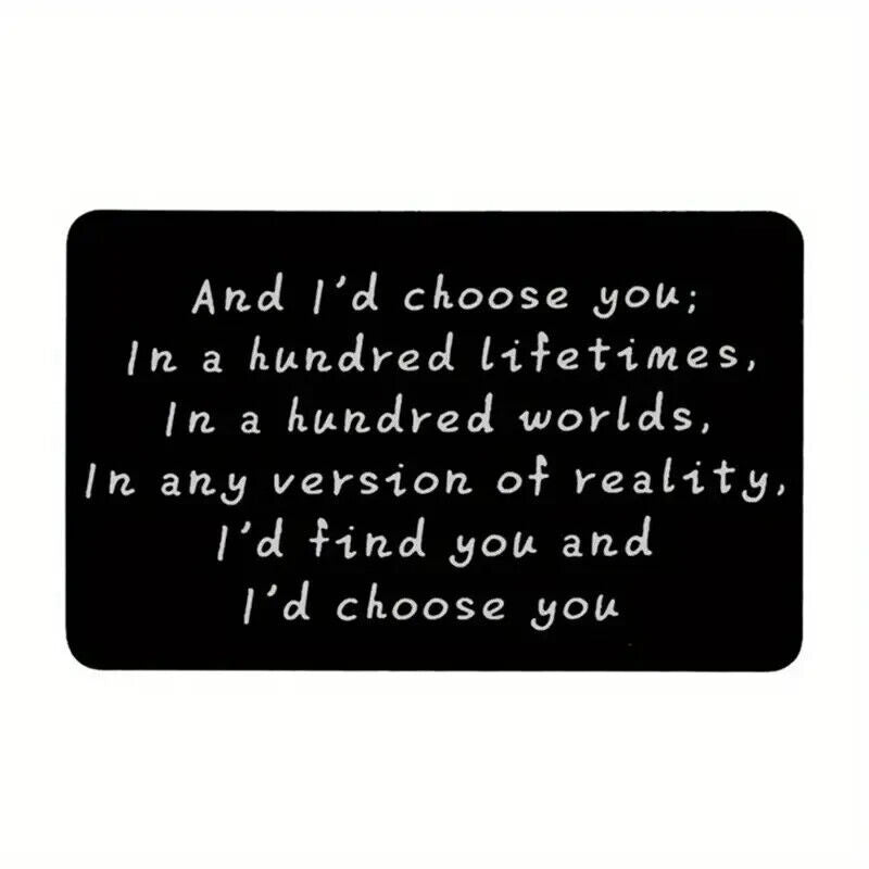 Wallet Insert Card To My love Gift Idea Card With Message id choose you lifetime