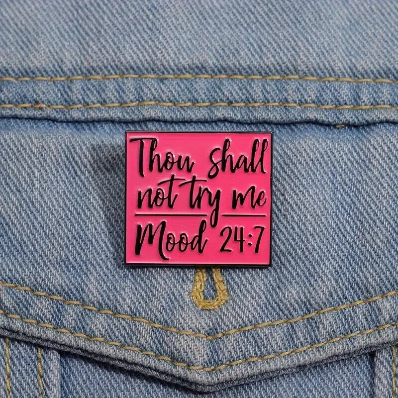 Enamel Metal Pin Badge Accessory Thou Shall Not Try Me Mood Funny Quote Bible