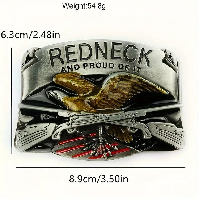 REDNECK AND PROUD OF IT Belt Buckle USA Flag Belt Buckle EAGLE SHOTGUN GUN TRUMP