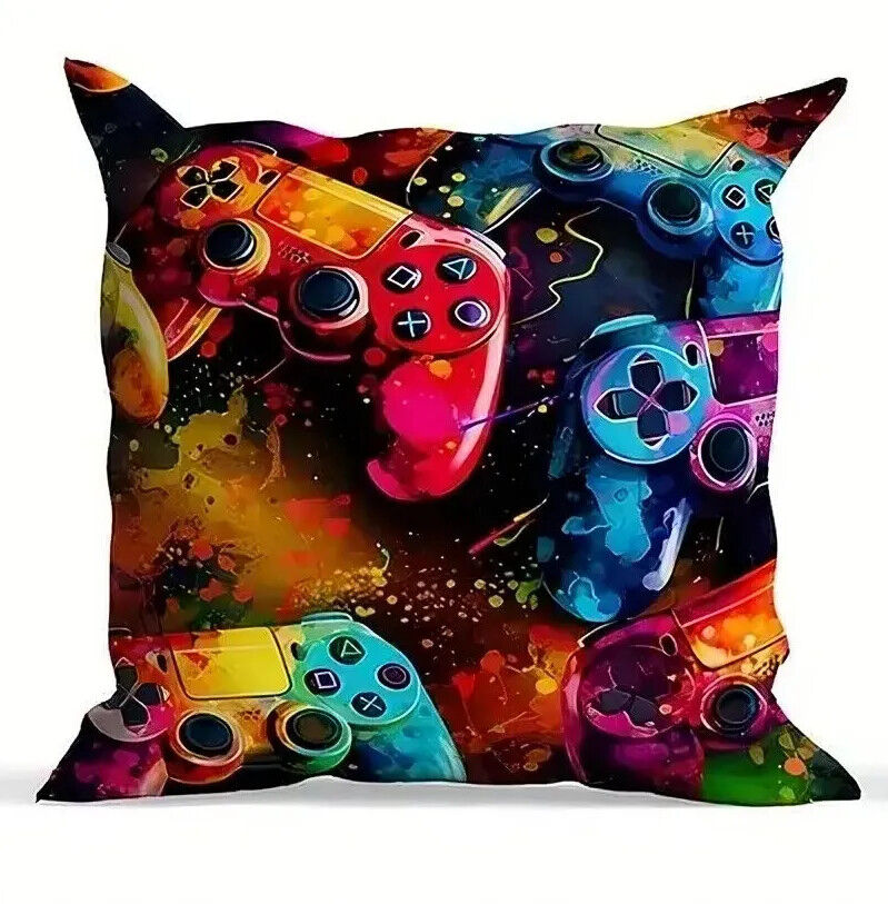 Gamer Game ROOM Controller Linen Square Throw Pillow Video Games Case PS5 XBOX