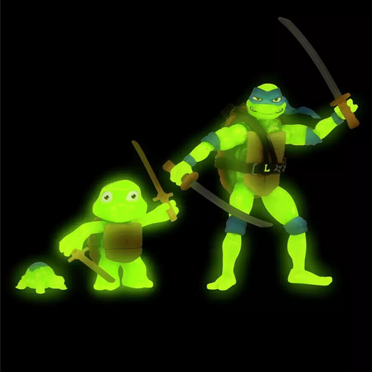 GLOW IN THE DARK TMNT Mutant Mayhem Making of a Ninja Leonardo Figure set 3pack