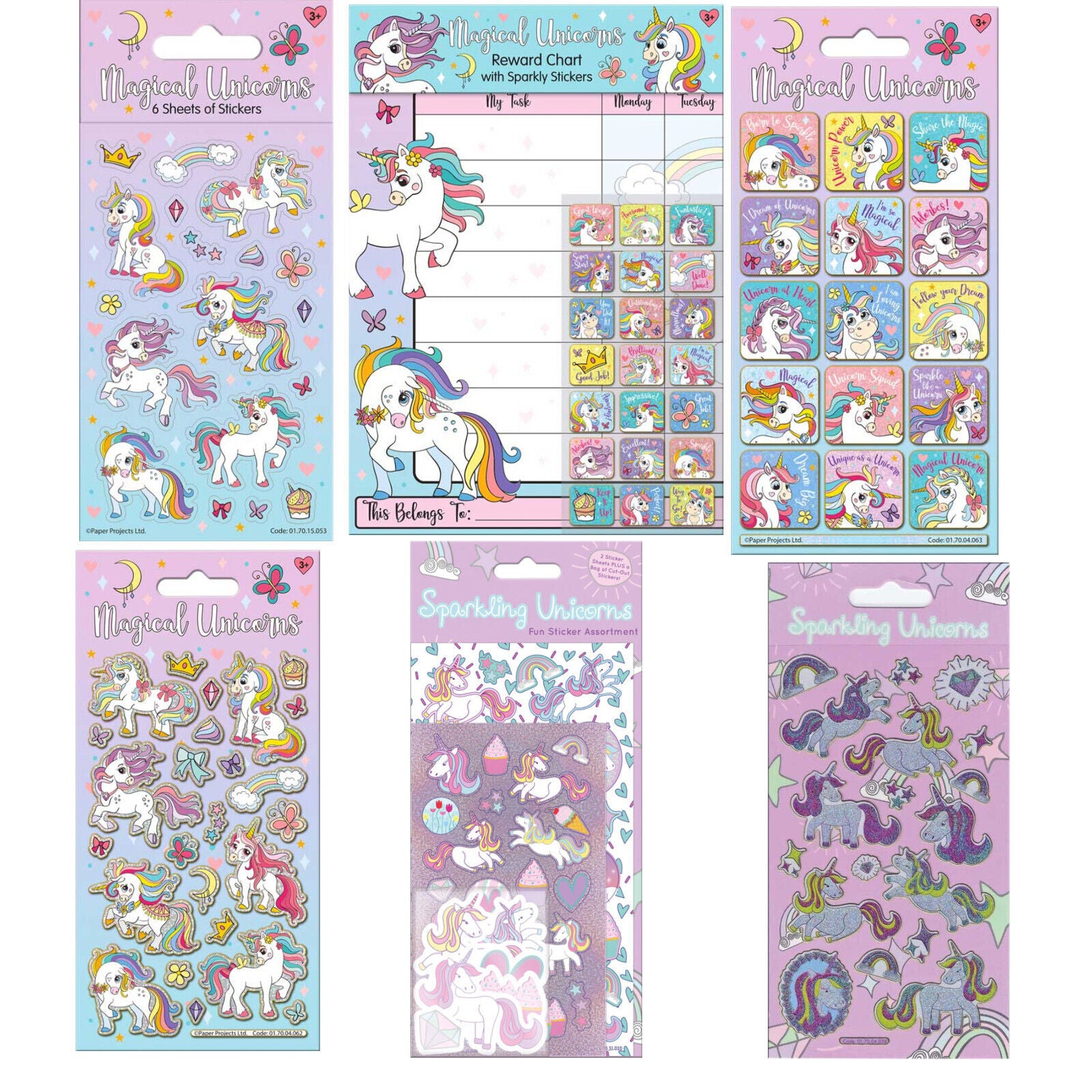 MAGICAL SPARKLY Unicorn Reward Chart Reward FUN ASSORTMENT Stickers CHOOSE YOUR