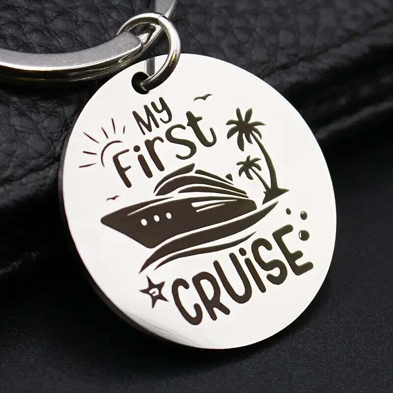 MY FIRST CRUISE Keyring Keychain TRAVEL GIFT SHIP PALM TREES HOLIDAY