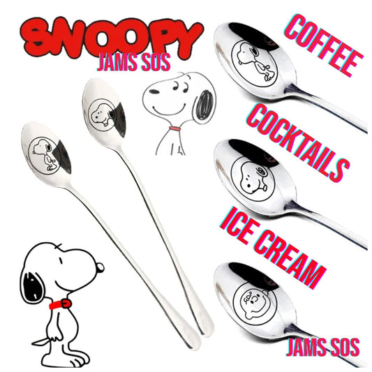 Peanuts Snoopy Charlie Spoon STEEL ICE CREAM COFFEE SUNDAE SALLY LUCY SILVER