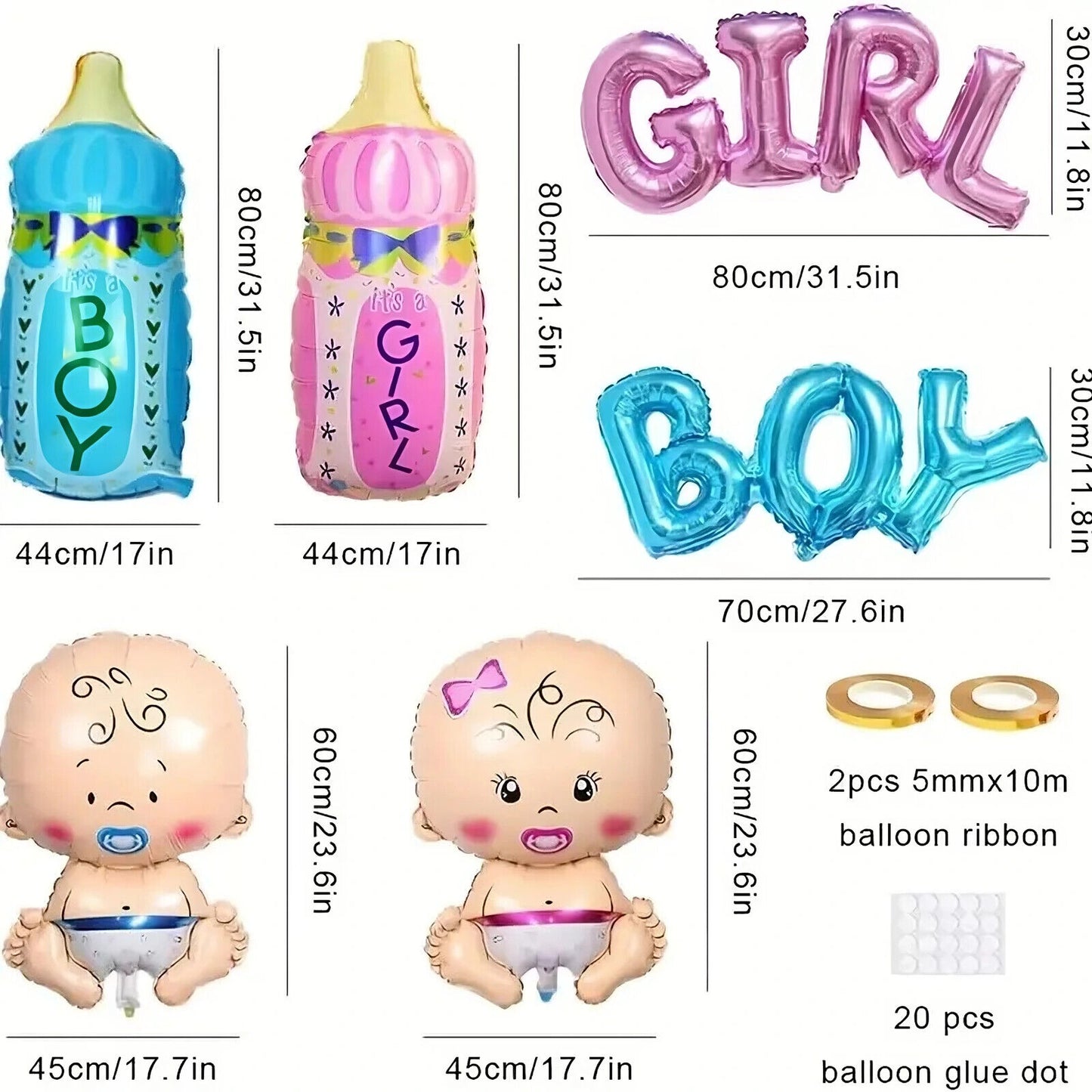 Large Baby Shower Balloons Boy or Girl Foil Gender Reveal Party Decorations Gift