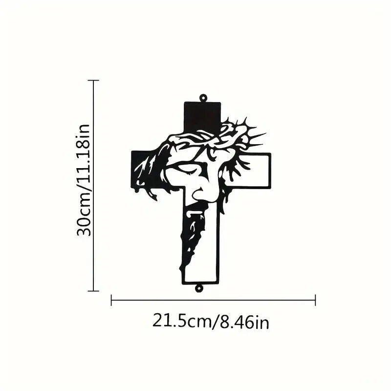 Jesus HEAD On A Cross Metal Wall Art Display Christian Religious Decoration
