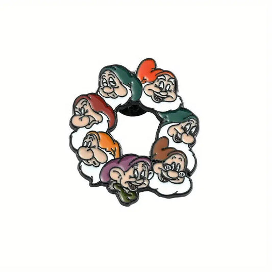 SNOW WHITE SEVEN DWARFS Metal Enamel Pin Badge KIDS ADULT TEEN BROOCH WREATH
