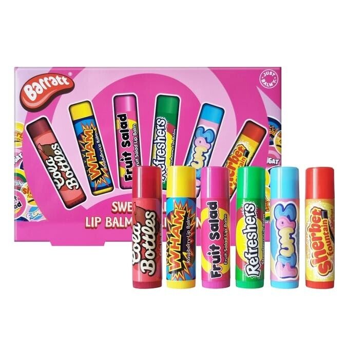 BARRATT SWEETS SWEET Lip Balm Gift Set Just Balmy Flavoured Balms RETRO