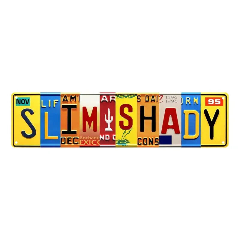 Slim Shady Sign Number Plate EMINEM rapper RAP METAL MAN CAVE NUMBER PLATE