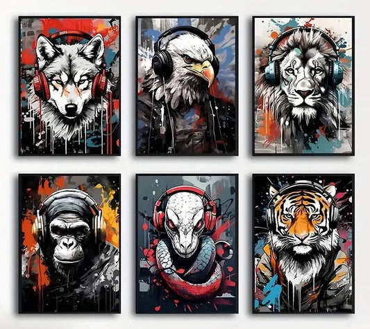 ANIMAL Canvas Wall Art Movie Print Picture GREYSCALE GAMING GAMER MULTI DECO