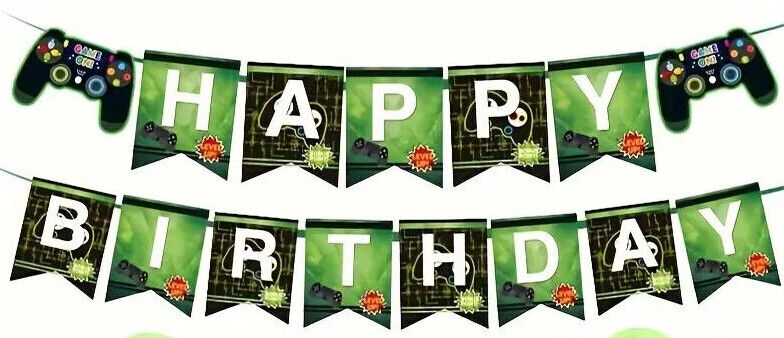 Gaming Birthday Party Decorations Balloons Fun Green Game Gamepad XBOX PS5