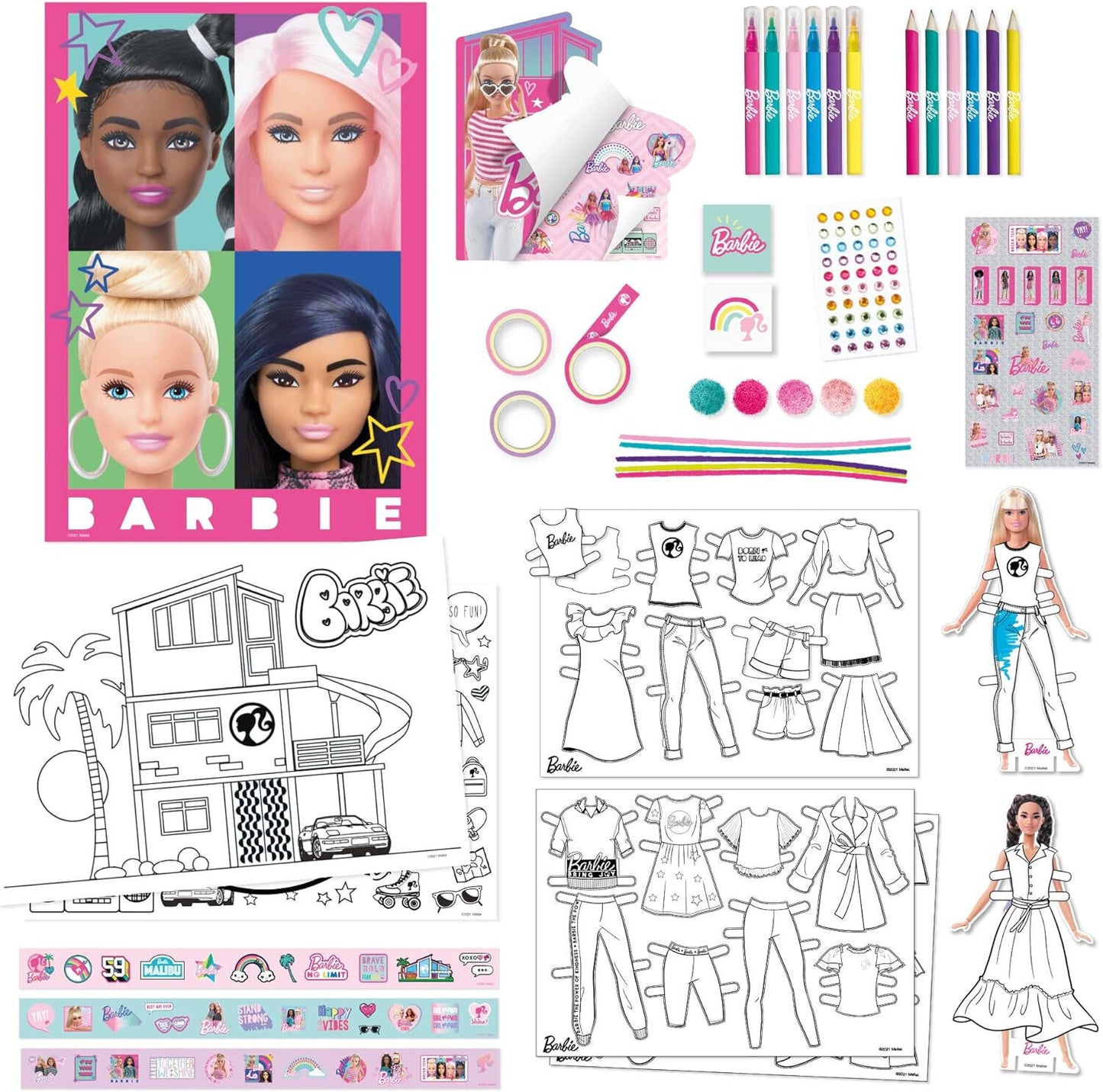 Barbie Campervan Bumper 300+ Piece Creative Colouring Activity Craft Gift Set