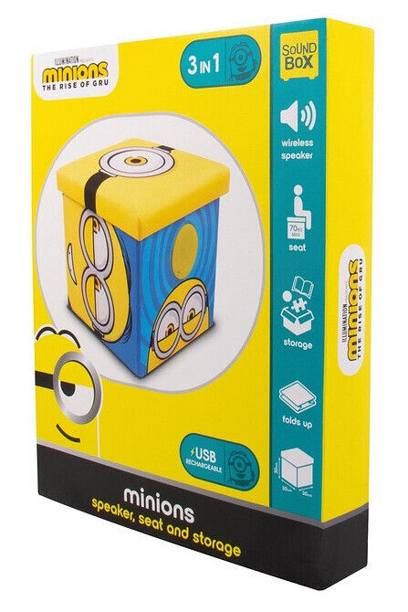 MINIONS RISE OF GRU Fizz Creations Sound Box Storage Cube with Bluetooth Speaker