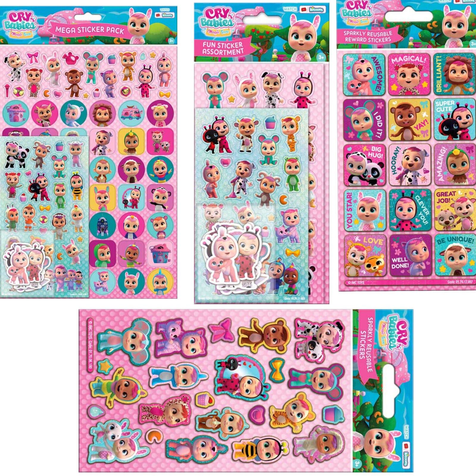 CRY BABIES MAGIC TEARFun Foiled MEGA REWARD SPARKLY REUSABLE Stickers YOU CHOOSE