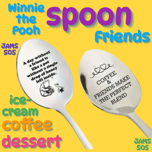 FRIENDS QUOTE WINNIE THE POOH Spoon COFFEE SUNDAE COCKTAIL SILVER NOVELTY
