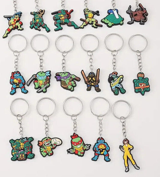 Teenage Mutant Ninja Turtles TMNT Keyring Keychain Rubber Donatello Michelangelo