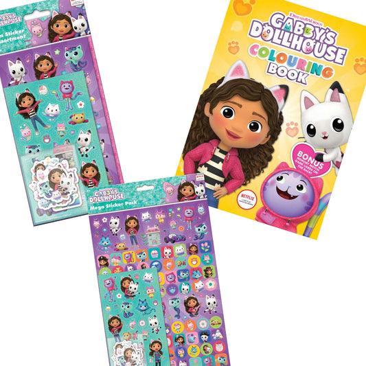 Gabby's Dollhouse Colouring Book MEGA STICKER PACK ASSORTED gabbys stickers